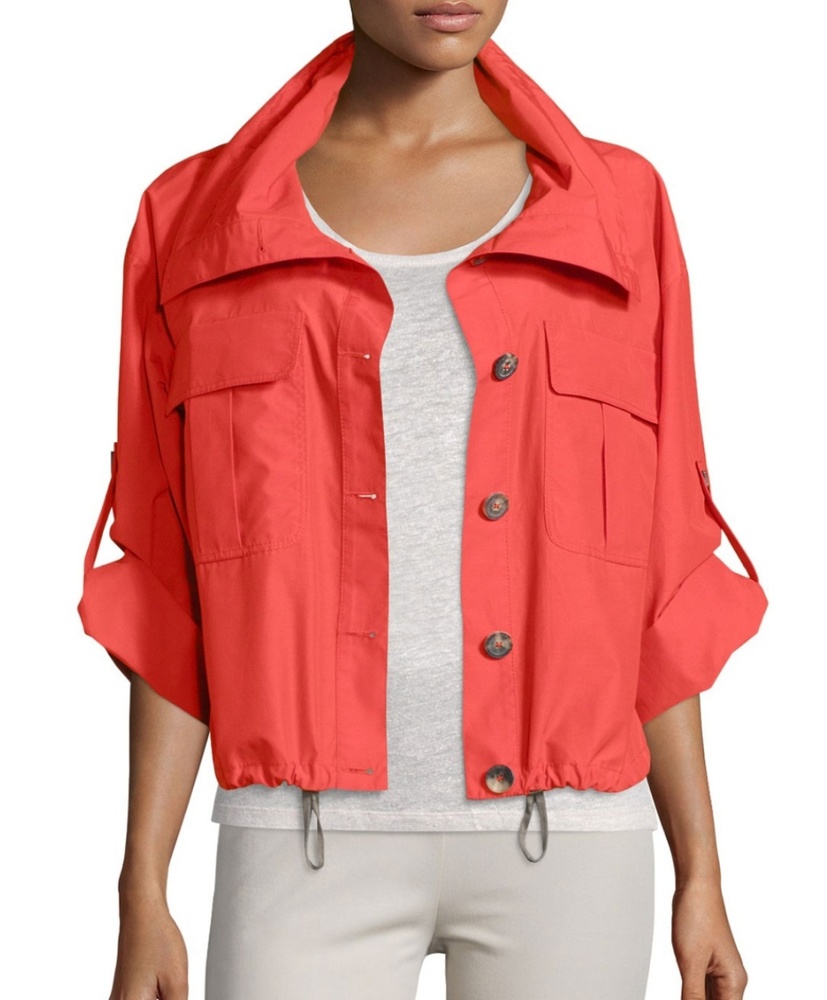 Peserico Coral Red Cropped Utility Jacket